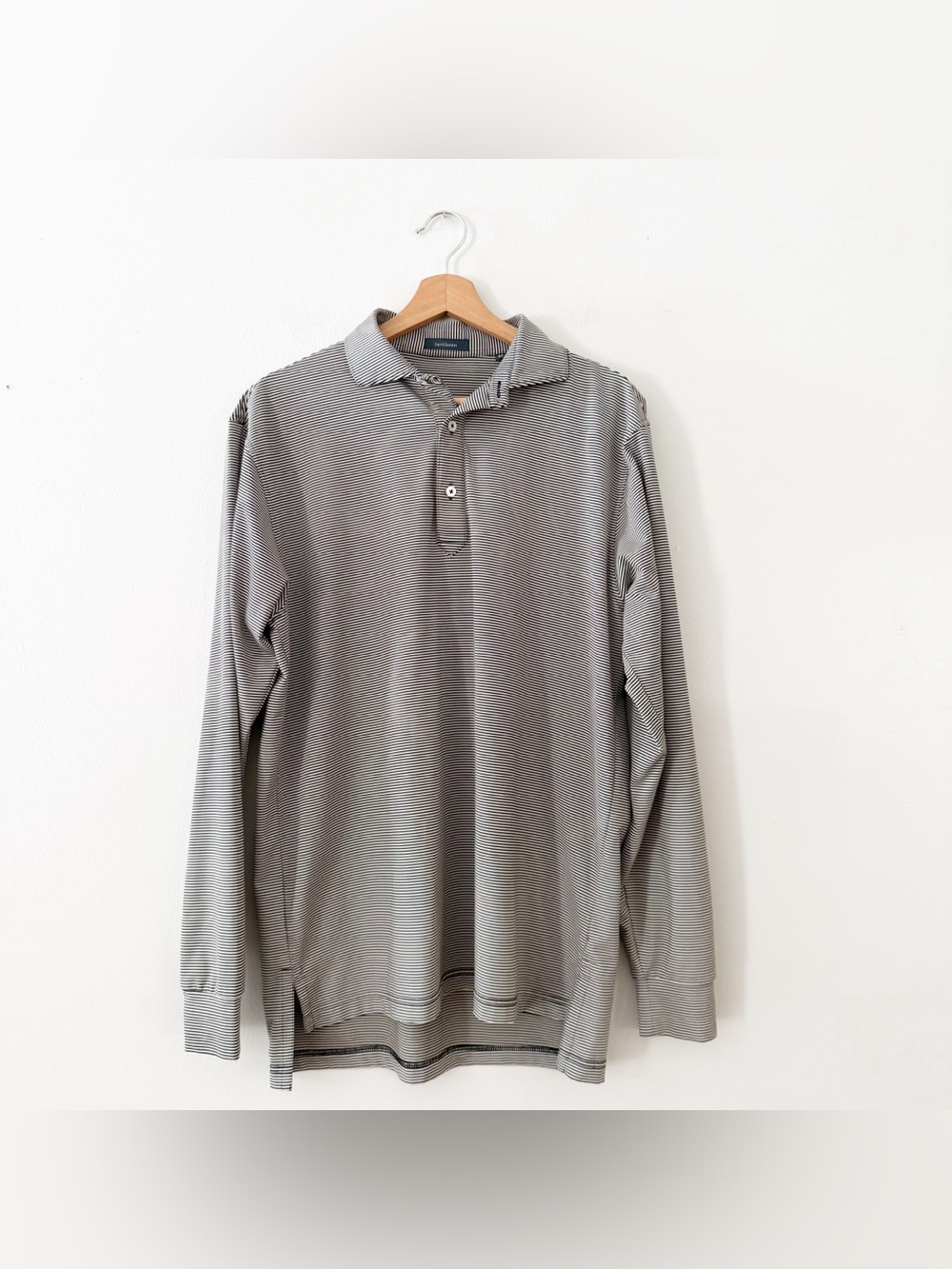 Turtleson Polo Shirt Mens black stripe Long Sleeve Golf Stretch Casual medium.
I